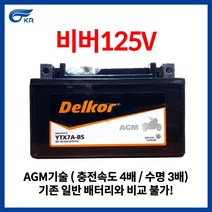 KR모터스 비버 125 V STD(STANDARD) 델코 AGM 배터리