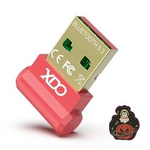 XDO 데스크탑 PC용 USB 블루투스 5.3 어댑터 실제 플러그 앤 플레이 미니 EDR 동글 수신기 및 송신기 노트북 컴퓨터 윈도우 11/10/8.1용 그린061, BT531-red066