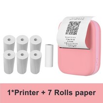 포켓포토 미니프린터 인화지 포토용지 X1 미니 포켓 프린터 80mm BT 무선 열전 사 포토 300 인치 당 점 노트 목록 영수증 용지 스티커 Inkless Printing, 02 Pink Printer 7Roll