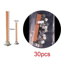 캔들워머 악세사리 나무 천연 캔들 심지 클립 베이스 30 개 양초 공예 간장 파라핀 왁스 굽기 무연 제작 용, 07 13X130mm