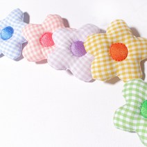 자수 단추 통통 체크 플라워 봉제 키링 장식 재료