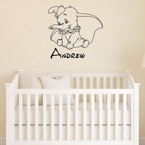 인테리어 아기방 어린이 DIY 가정 된 덤보 벽 데칼 사용자 정의 이름 비닐 스티커 동물 만화 홈 아트 방 보육 코끼리 장식 s484, [02] 74x76 cm, [03] 08 red