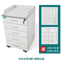 치과서랍장 무빙카트 바퀴 이동식 서랍장 수납, J_화이트+강화유리 조리대+분리판 2개