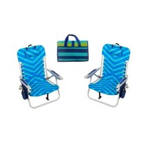 Variety 리오 비치 4포지션 레이스업 백팩 접이식 체어 2팩 쉐브론 핸디매트 번들