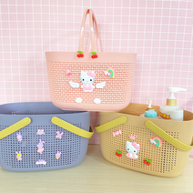 키티 목욕바구니 물빠짐 기숙사 수영 헬스장 바스켓, 핑크 키티 얼굴, 1개