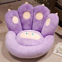 Fortunings JDS 귀여운 시트 쿠션 게이머 의자용 양털 탈부착 고양이 발바닥 모, Purple