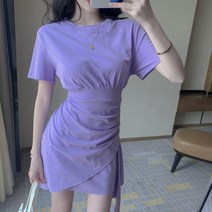 코스토프 퍼플 미니 여름 린넨 랩원피스