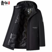 더클라워 인기신상 중년남성 겨울 스탠카라 후드 엠보싱 패딩 점퍼 하프코트