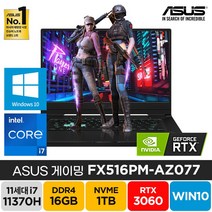 ASUS TUF Dash F15 FX516PM-AZ077 인텔11세대 i7-11370H RTX3060 윈도우10, WIN10 Home, 16GB, 1TB, 코어i7, 그레이