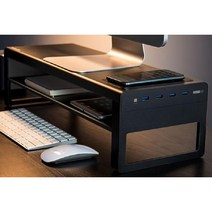 Vaydeer 2단 모니터 거치대 받침대 USB 메탈 스탠드, 리프트 무선 충전 +1 포트 USB3.0