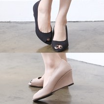 올팜 여성 심플 베이직 토오픈 발편한 웨지힐 6cm 국내제작 2컬러