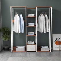 YEAR COLOR 당일배송 모던 심플 서랍장 행거 옷걸이 침실 다용도 수납장행거 스탠드 행거 120cm 3colors, 브라운+화이트
