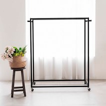 지엔디스플레이 주문제작 의류매장 사각 양면 이동식2단행거 드레스룸 인테리어 대형 고급 디자인헹거 스탠드옷걸이 행거, 03. 백색무광