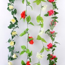 Simple Design 조화 인테리어 장미 넝쿨, 9송이 장미넝쿨, 화이트