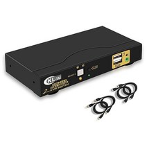 2 포트 KVM 스위치 HDMI 4Kx2K@60Hz 듀얼 HDMI 모니터 2대 컴퓨터 공유 키보드 마우스 모니터용 오디오 및 케이블 포함 2.0 EDID HDR10 지원, 2 port