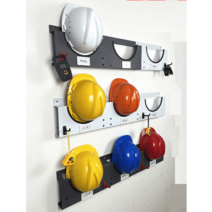 철제 안전모 걸이대 안전모걸이, 2개의 구획이 있는 회색 랙