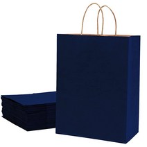 ECOptimize 손잡이가 달린 크래프트 종이 봉투 20.3 x 10.2 26.7cm(8 4 10.5인치) 로열 블루 30개 - 목재 펄프의 친환경 및 재활용 가능한 선물 가방, 1 Count (Pack of 30)