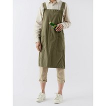 유이미 사계절용 린넨 면 앞치마 66-88 사이즈, 카키, 1개