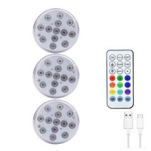 RGB 원격 제어 LED 수 중 라이트 USB 충전 잠수정 램프 IP68 방수 수영장 조명 야외 정원에 대 한, 1 control 3 lights_3