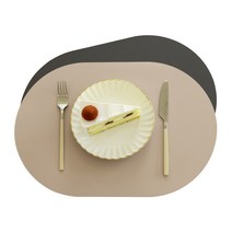 포그망 북유럽 팔각형 식탁매트 양면 방수 인조가죽 미끄럼방지 테이블매트 4P, 블랙/레드_테이블매트(팔각형)