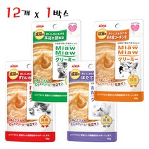 아이시아 먀우먀우 크림수프 40g 12개입 고양이간식, 콤보(4종 3개씩)