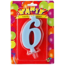 파티 숫자초 케이크 양초, 파랑, 6, 1개