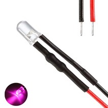 발광다이오드 LED 라운드 와이어 5v 3파이 10개, (5V_3파이_와이어_라운드)분홍