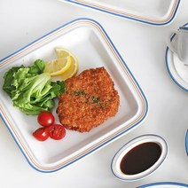 시라쿠스 메이플 정사각접시(대) 22cm 7color, 라인블루