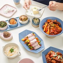 혼수 그릇세트 집들이 홈파티 싸고 예쁜 그릇 11종 팔각접시 손잡이찬기 팔각컵, 원형볼, 블루