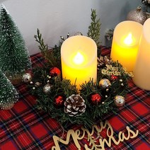 LED 캔들 레드 솔방울리스 세트 대형 크리스마스 장식 홈파티 인테리어 소품, 단품