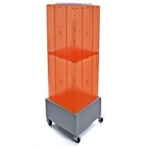 Azar 701415-ORG 표준 4면 인터로킹 페그보드 바닥 디스플레이 오렌지 반투명 색상, Orange