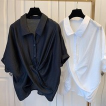 여성티 셔츠블라우스 반팔 빅사이즈 티셔츠 오버핏 통통녀 배 가림 고급 우아한 세련된