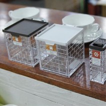 사각 투명 조미료통 주방양념 보관용기 설탕통 깨통 병 분말 소금통 가루통, 대/브라운
