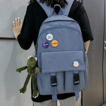 비키 생활 방수 옥스포드 천가방 대학생 신학기 새학기 배지 와펜 세트 책가방 빈티지 캐주얼 심플 베이직 남자 여자 커플 가방 버클 백팩