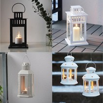 분위기연출에 좋은 철제 양초랜턴 캔들홀더 촛대 크리스마스 북유럽 베란다 테라스 티라이트, 보르뷔(블랙)