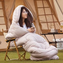 캠핑 필수템 침낭 더블지퍼 경량 겨울 캠핑용, 아이보리