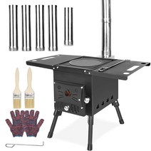 휴대용 목재 버닝 스토브 야외 캠핑 뜨거운 텐트 굴뚝 파이프 포함 요리 난방 BBQ용 (업그레이드)