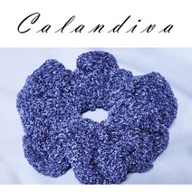 [Calandiva] 부드러운 벨벳 눈꽃블루 뜨개 곱창 헤어끈