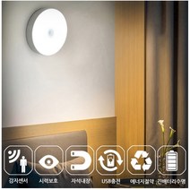 무선 충전식 LED 센서등 자석 붙이는 옷장등 선없는, 센서등 웜화이트