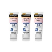 Neutrogena Pure Free Baby Mineral Sunscreen Lotion with Broad Spectrum SPF 50 Zinc Oxide Water-Resistant Hypoallergenic Tear-Free Baby Sunscreen Parab, SPF 50 Lo, 3 Fl Oz [Pack o