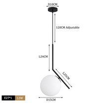 샹들리에 크리스탈 식탁등 실링팬 led 조명 방등 펜던트 호텔 샹들리에 ditoon 포스트 모던 거실식당 led 유리 공 디자인 램프 강관 램프, d 블랙 15cm 볼, 차가운 흰색