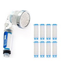 아쿠아듀오 샤워플러스 SF-1000핸디형(clear)+녹물제거필터(8EA) 주방정수필터, 1set
