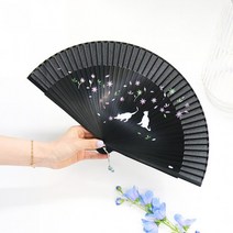 박씨상방 국내제작고급 대나무 실크 접이식부채 벚꽃고양이+부채집