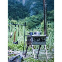 연통없는난로 펠렛난로 펠릿 야외용 캠핑용 캠핑화목난로 티타늄 차박 불멍, 단면 방화창 버전 캠핑스토브(엘크)
