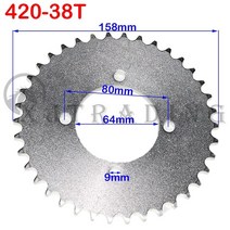 스프라켓 자전거체인 휠셋 크랭크 420 체인 64mm 38T 스프로킷 리어 휠 기어 전기 세발 자전거 ATV 카트 수
