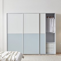 라자가구 이룸 2400 키큰 슬라이딩 옷장 장롱 E0 비스포크 자동댐핑도어, 베이비핑크, H형(이불장+이불장+서랍옷장)