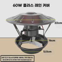 굴뚝 환풍기 스테인레스 유도 팬 배기시설 농장 배출, 60W 비 방지 커버 하단 12.5 cm