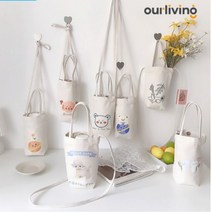 캔버스 드링크백 텀블러 캐리어 컵홀더 에코백 보틀파우치 에코백 컵홀더 커피홀더 제로웨이스트