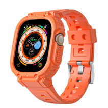 NUBASE 애플워치 8 울트라 호환 지샥 일체형 밀리터리 스포츠 스트랩 + 필름 1P (49mm), 49mm, 오렌지