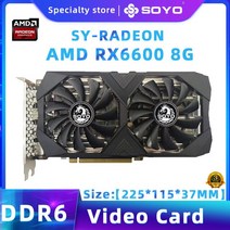 그래픽카드 SOYO-AMD Radeon RX5700XT RX580 5500XT 6600XT 6600M GDDR6 비디오 메모리 그래픽 카드 데스크탑 컴퓨터용 PCIE3.0x16 게, [02] RX6600 8G, 02 RX6600 8G
